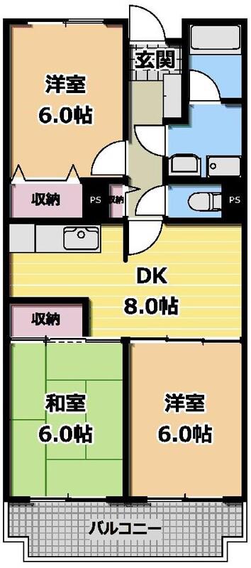 ルミエール新宿(3DK/3階)の間取り写真