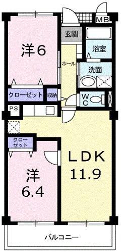 グラディオ10(2LDK/2階)の間取り写真