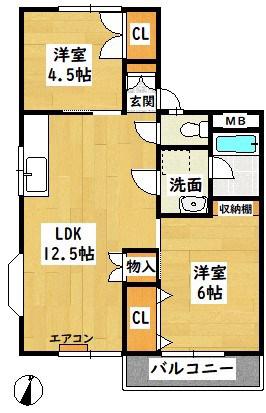 エスパース上宿(2LDK/2階)の間取り写真