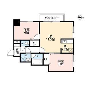 ノルテブリッサ24ロード(2LDK/9階)の間取り写真