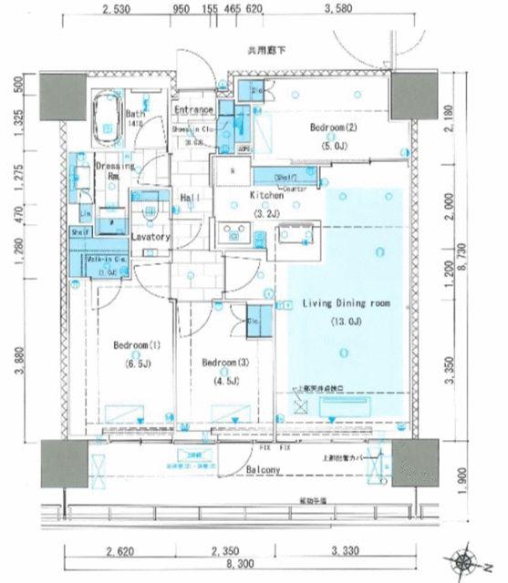 リビオタワー品川(3LDK/22階)の間取り写真