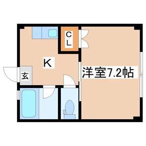 ラレーブ多賀城II(1K/1階)の間取り写真