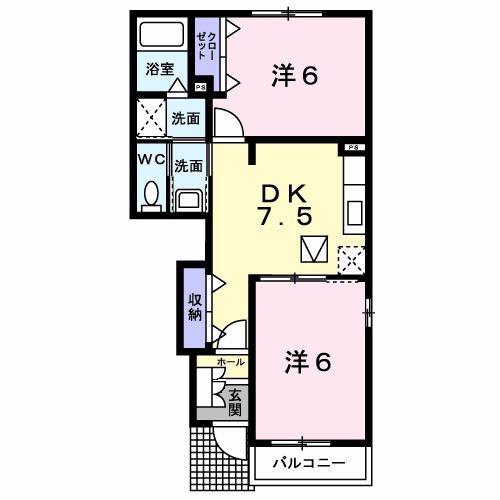サングリーンA(2DK/1階)の間取り写真