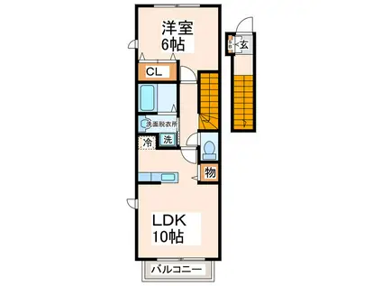 パインヒルズ(1LDK/2階)の間取り写真