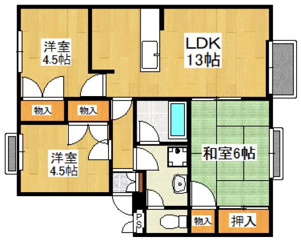 エヴァーウィンI(3LDK/2階)の間取り写真