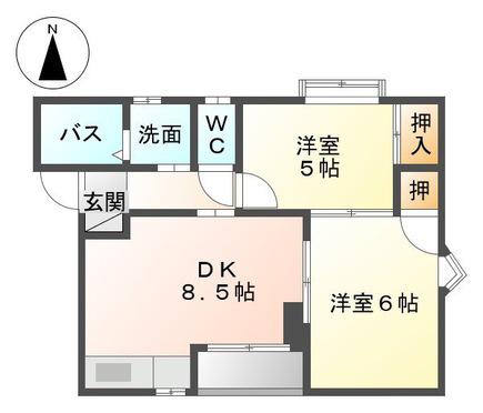エクセレンス祇園(2DK/1階)の間取り写真