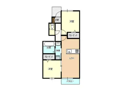 ラ ベル メゾン コクガ(2LDK/1階)の間取り写真
