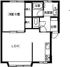 ポアントノアール(1LDK/2階)の間取り写真