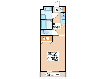 MAS RESIDENCE 美咲野(1K/2階)の間取り写真
