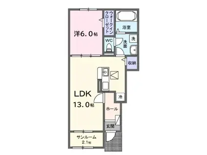 ジャック イン ザ ボックスI(1LDK/1階)の間取り写真