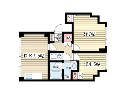 ソレイユ甲子園口(2DK/1階)の間取り写真