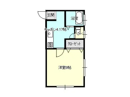 チェリス新形(1K/1階)の間取り写真