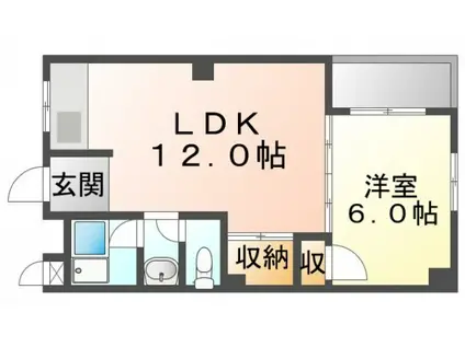マンション村井エンタープライズ(1LDK/2階)の間取り写真