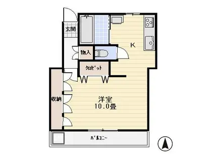 プランタン(ワンルーム/2階)の間取り写真