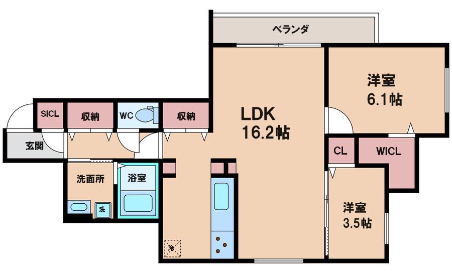 カーサルミノサ王子町(2LDK/3階)の間取り写真