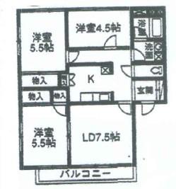 ラポール シュンエイ フラッツ(3LDK/1階)の間取り写真