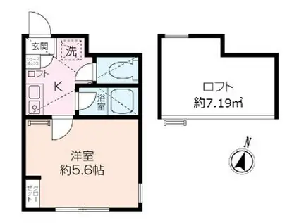 ルーナ ブル(1K/2階)の間取り写真