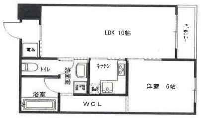 クレグラン南船場(1LDK/4階)の間取り写真