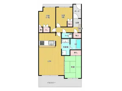サーパス諏訪野Ⅱ(3LDK/9階)の間取り写真