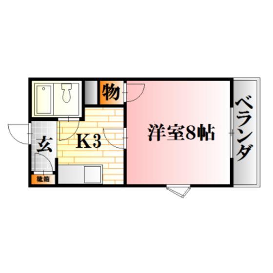 ボヌール中尾(1K/4階)の間取り写真