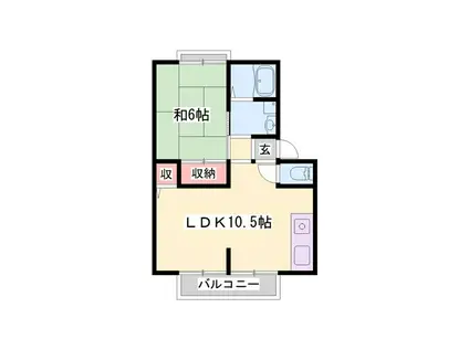 サンライフサルビア(1LDK/2階)の間取り写真