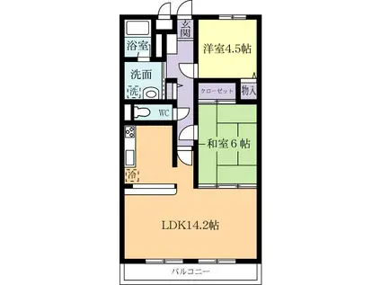 グレイスコートIII(2LDK/5階)の間取り写真