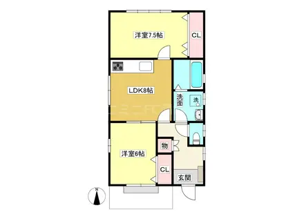 サニー王子(2LDK/1階)の間取り写真