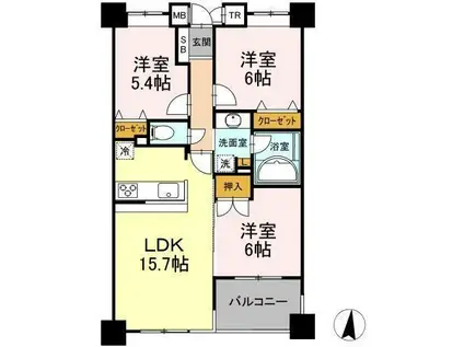AIEいわき駅前(3LDK/12階)の間取り写真