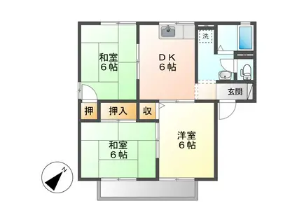 サリネージュ山手A(3DK/2階)の間取り写真