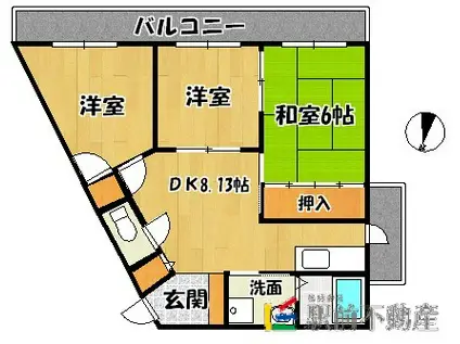 ハイツタダクマI(3DK/2階)の間取り写真