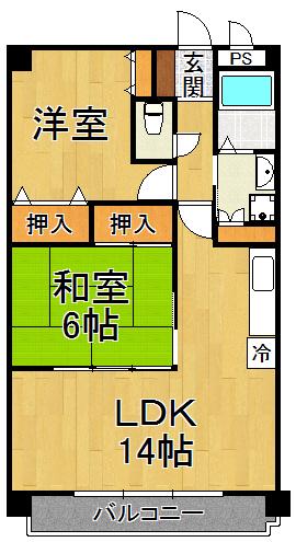 シェリール苦楽園2(2LDK/1階)の間取り写真
