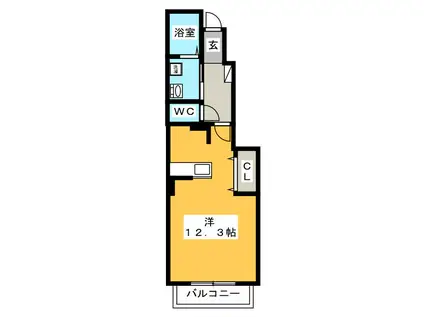コンフォート(ワンルーム/1階)の間取り写真