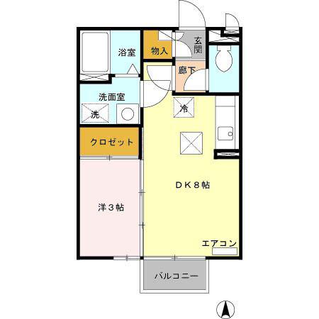 トアロード(1LDK/1階)の間取り写真