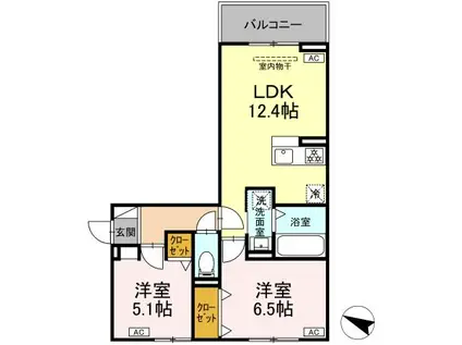 エクセランT.T(2LDK/2階)の間取り写真