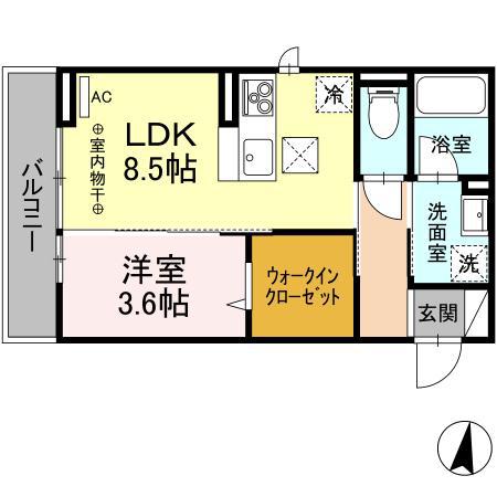 トレピーク(1LDK/1階)の間取り写真