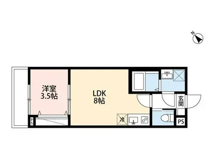 ROBOT HOME 弁天(1LDK/1階)の間取り写真