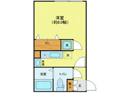 MODULOR白山II(ワンルーム/2階)の間取り写真