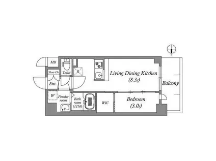MAXIV CROS 江坂(1LDK/2階)の間取り写真