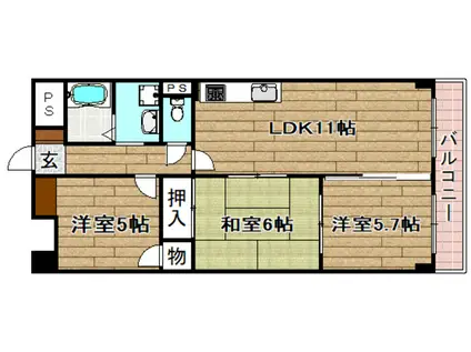 グランベール南高槻(3LDK/4階)の間取り写真