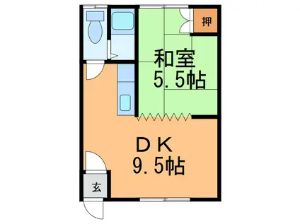 第2グリンハイツ(1LDK/1階)の間取り写真