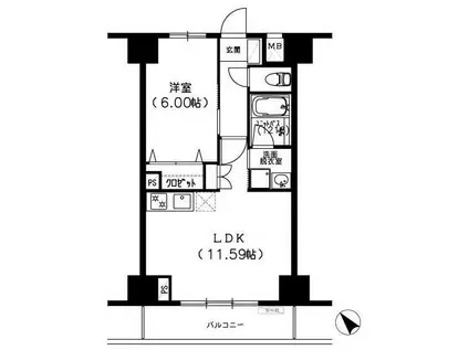 S-FORT船橋塚田(1LDK/6階)の間取り写真