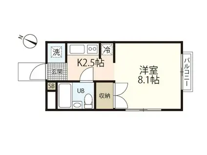 フォレ井口(1K/2階)の間取り写真