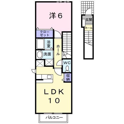 ミニョンSK-Ⅰ(1LDK/2階)の間取り写真