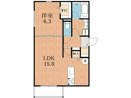 大阪市浪速区難波中3丁目ヘーベルメゾン(1LDK/1階)の間取り写真