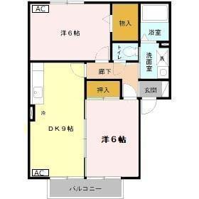 TKIフラットB棟(2DK/2階)の間取り写真