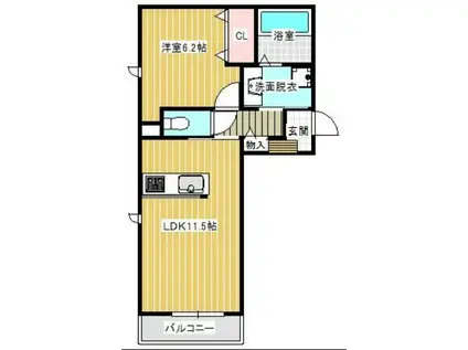 パークヴィラ合志I(1LDK/1階)の間取り写真