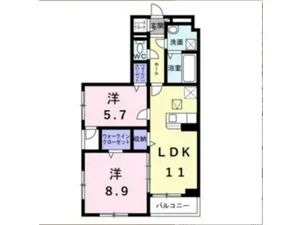アイマコート 初芝(2LDK/1階)の間取り写真