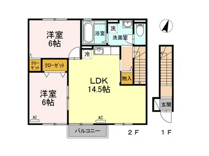 フォレストA棟(2LDK/2階)の間取り写真