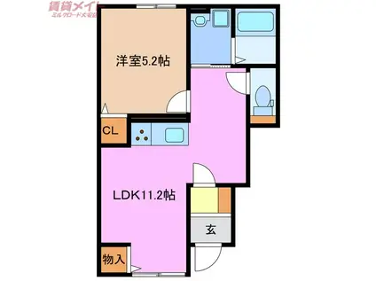 S・HILLS(1LDK/1階)の間取り写真