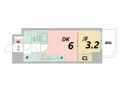 ARTIZA尼崎立花(1DK/5階)の間取り写真